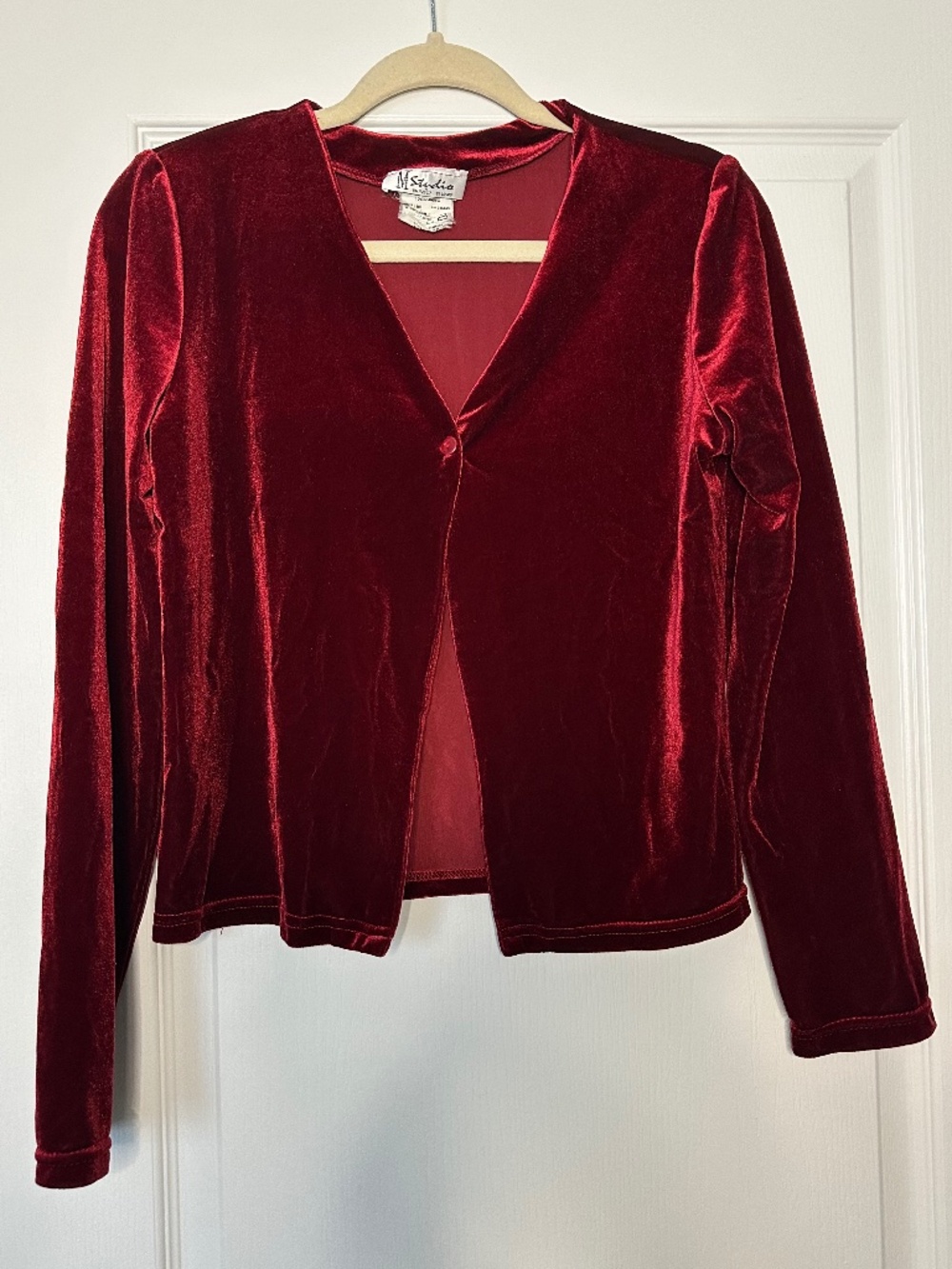 Vintage Red Velvet Sweater Cardigan by M Studio size s/m